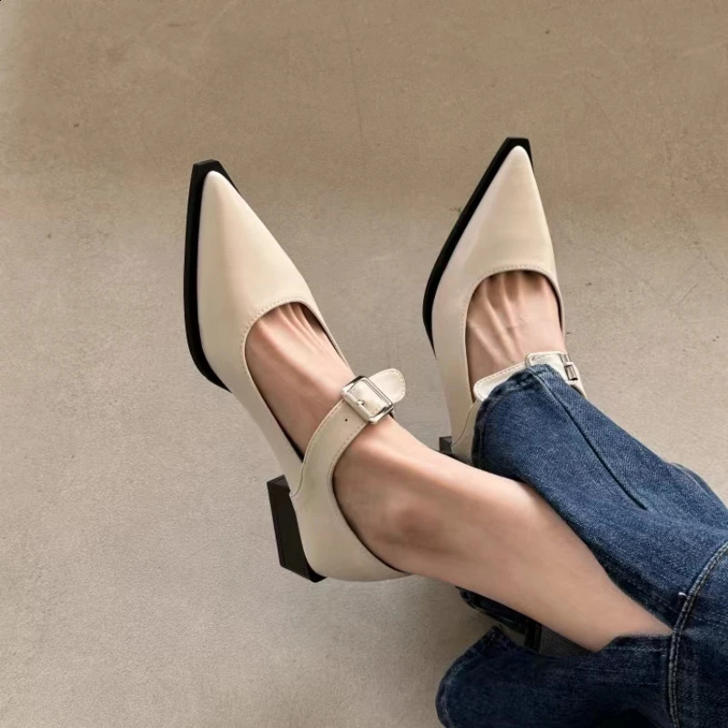 Summer Fashion Sexy Banquet Comfortable Pointed Toe Buckle Sandals Womens Solid Color High Heels Zapatos Mujer 240919