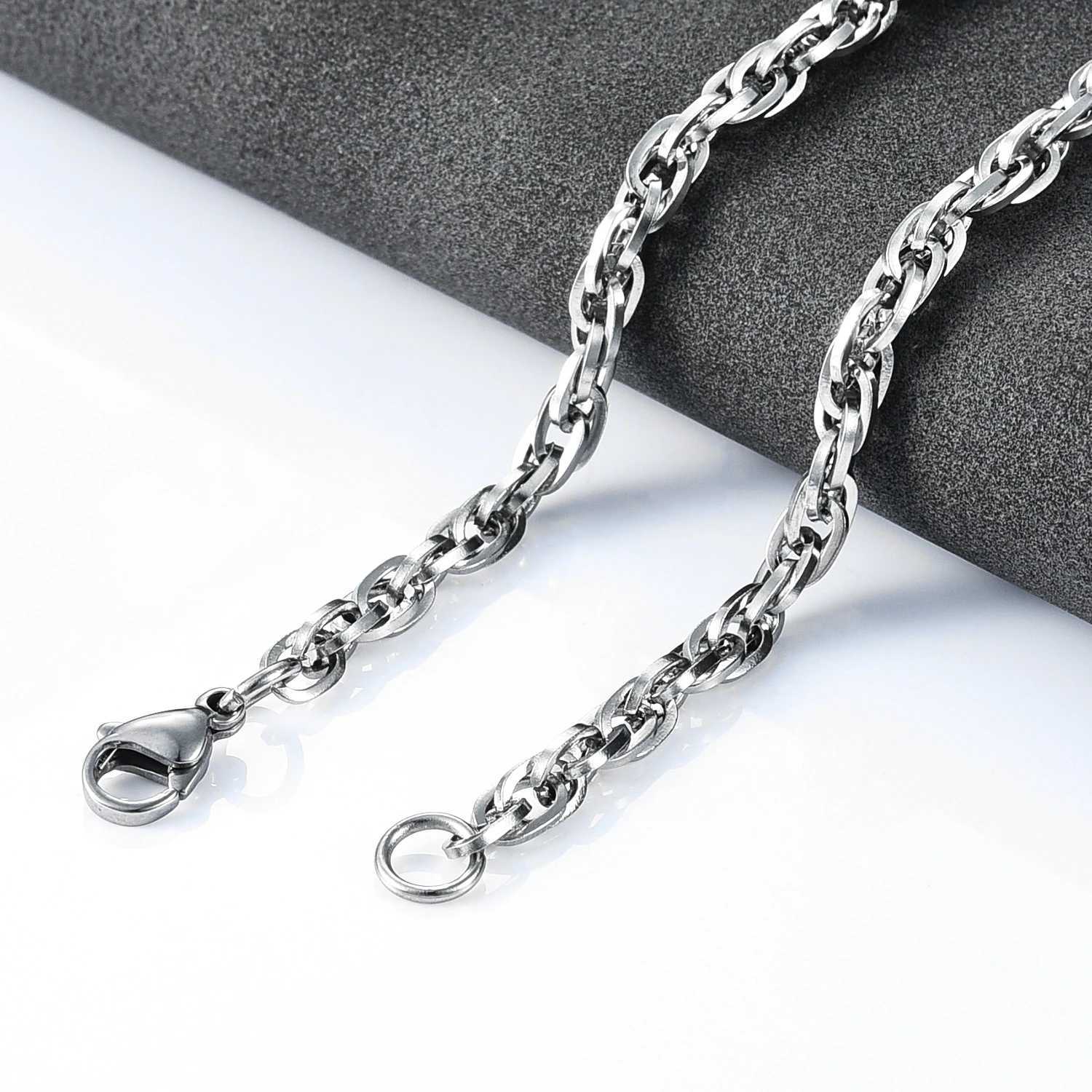 2/3/4/5MM Stainless Steel Link Cable Chain Men Women Silver Color Necklace High Quality Waterproof Jewelry AccessoriesX240919