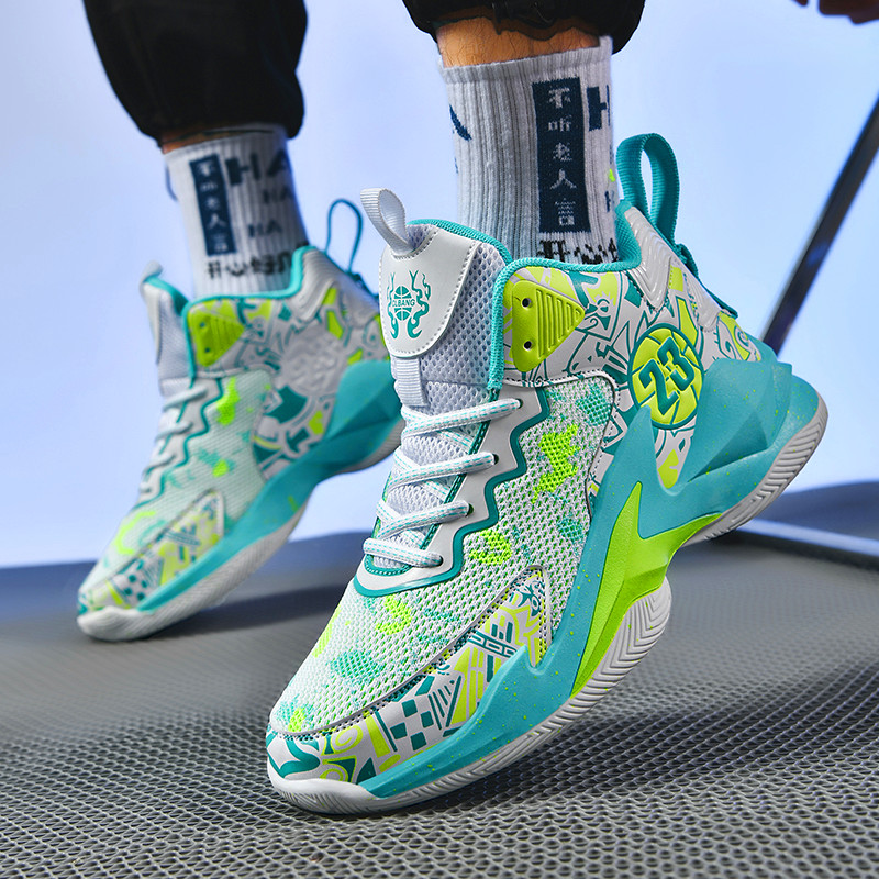 Youth fashion cushioning basketball shoes breathable mesh comfortable non-slip wear-resistant sneaker training shoes