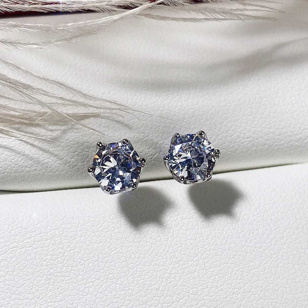 100% 925 sterling silver 0.5-1 carat D-color Moir stud earrings suitable for womens high-quality sparkling wedding jewelry W240919