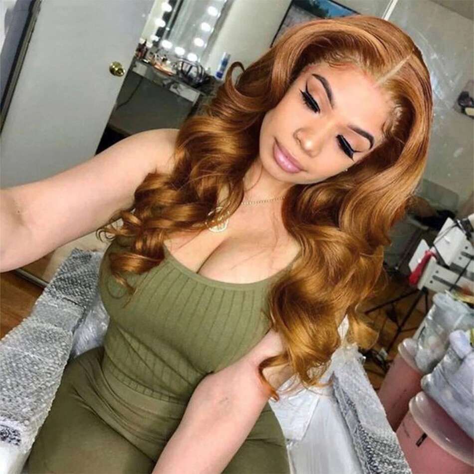 Ginger Brown Synthetic Lace Front Wig For Women Glueless With Baby Natural Hair E Orange Blonde Wigs Heat Resistant Fiber