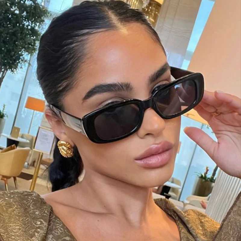 Elegant White Rectangle Sunglasses Fashion Popular Small Frame Sun Glasses Women Men Square Shades Summer Traveling EyewearX240920