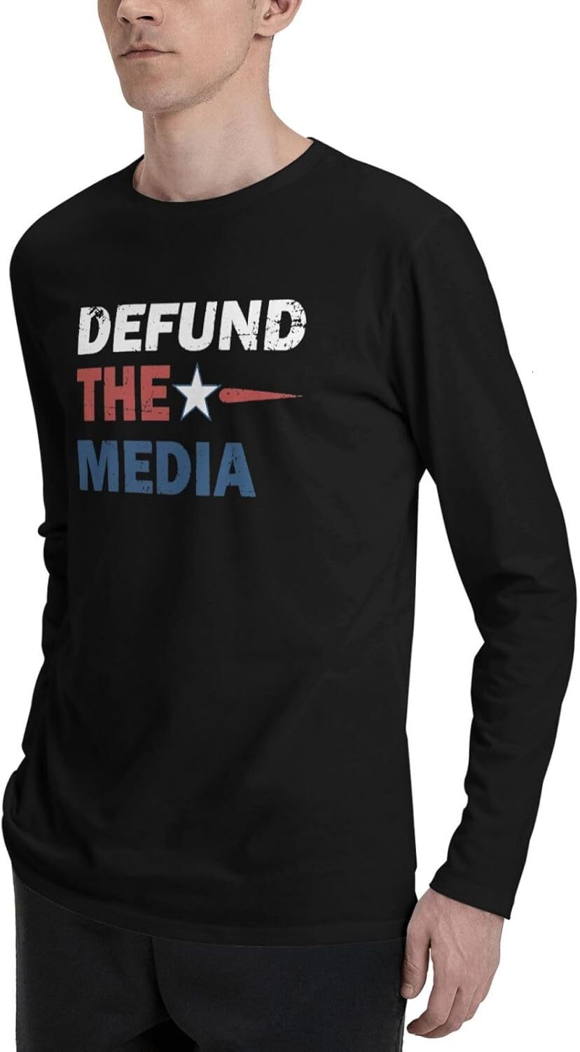 Defund The Media Store 9 Men's Long Sleeve T-shirt 100% Cotton Tee