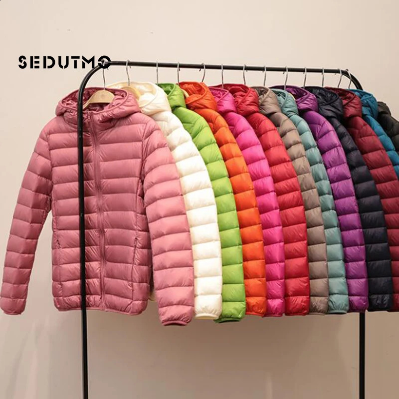 SEDUTMO Spring Womens Down Jacket Ultra Light Winter Duck Down Jacket Short Hoodie Inflatable Jacket Parkas ED659 240913