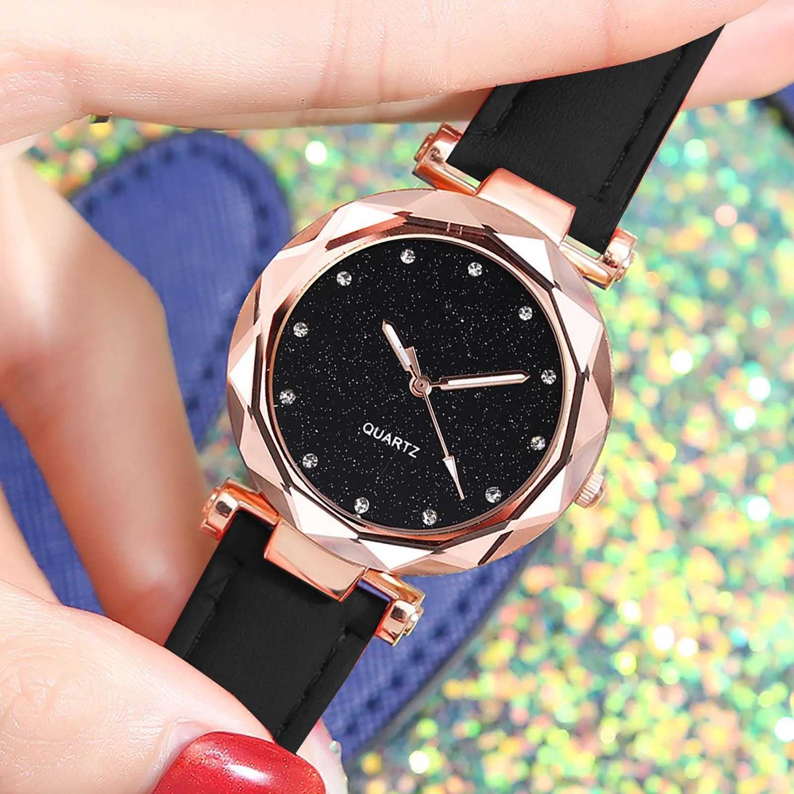 WomenS Wristwatch Stars Little Point Frosted Belt Watch Dotted With Roman Scale Watch Trend Female Watch Leather Strap RelojX240920