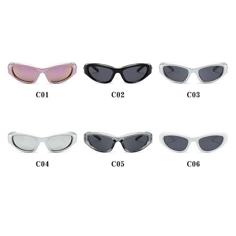 Retro Y2K Style Women Cat Eye Sunglasses Fashion Colorful Mirror Goggles Men Punk Sports Sun Glasses Brand DesignerX240920