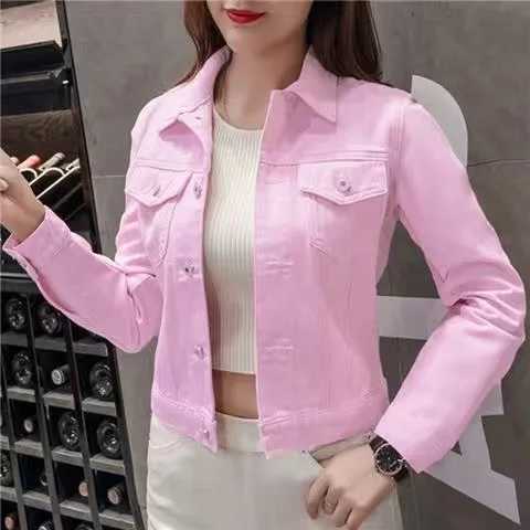 New Womens Denim Jacket Spring and Autumn 2022 Casual Short Denim Jacket Womens Korean Version Solid Color Jacket ClothesX240920
