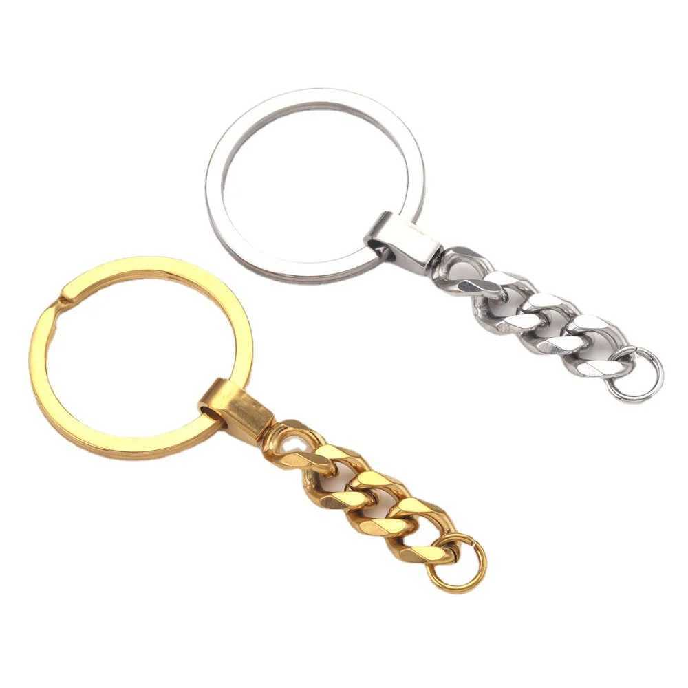 4PCS Stainless Steel KeyRing Keychain Metal Split Ring With Short Chain Key Ring DIY Key Chains Accessories WholesaleX240919