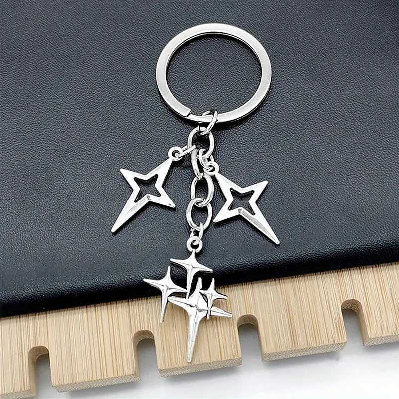 1PCS Y2K Keychains Star Moon Metal Key Rings For Women Men Friendship Gifts Handbag Decoration Handmade JewelryX240919