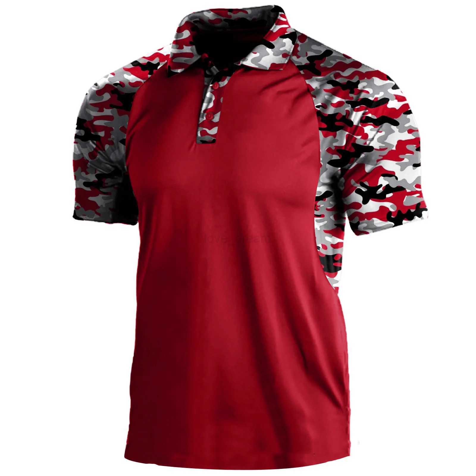 Summer Print Polo Shirts Men Fashion Camouflage Patchwork Short Sleeve Polos Outdoor Sports Fitness Tops Mens Breathable TeesXJ240920