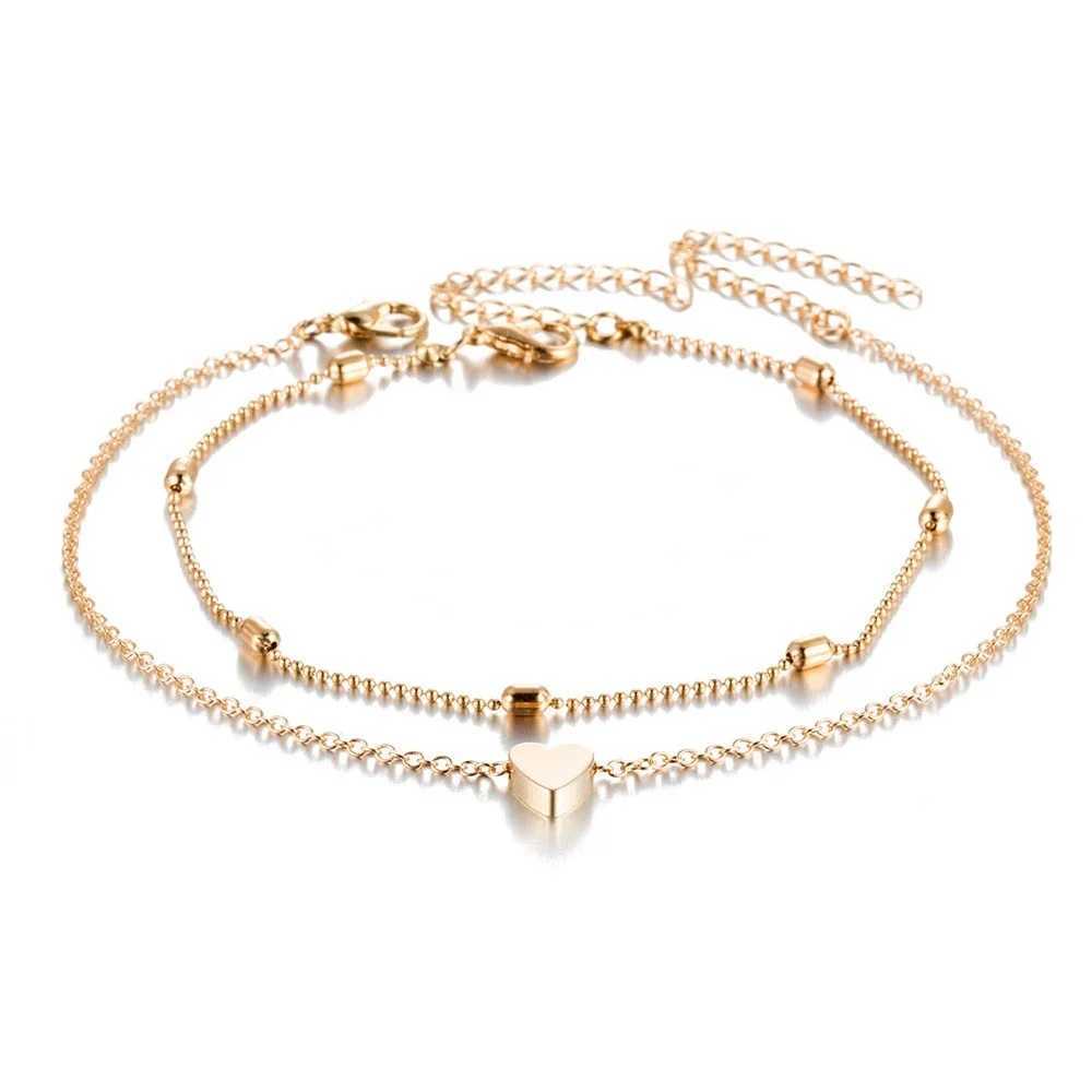 Female Heart Anklets Bracelet Sandals Foot Jewelry Leg New Anklets on Foot Bracelets for Women Leg Chain Jewelry Accessories Y240920