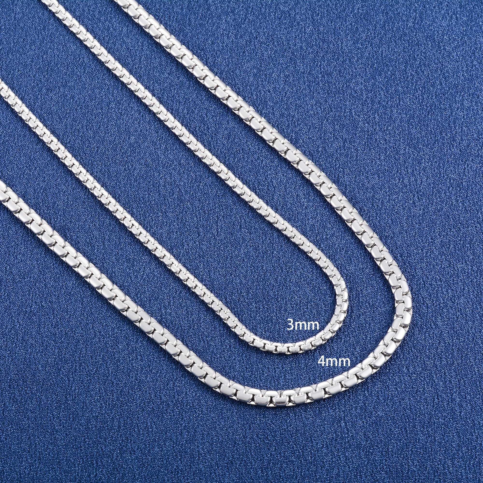 Stainless Steel Jewelry Accessories for Women Men Metal Flat Box Chain Necklace Choker on Neck Collarbone Waterproof DIY GiftX240919