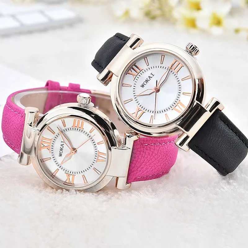 WOKAI high quality fashion casual women fresh style simple belt quartz watch female students waterproof luminous retro clockX240920