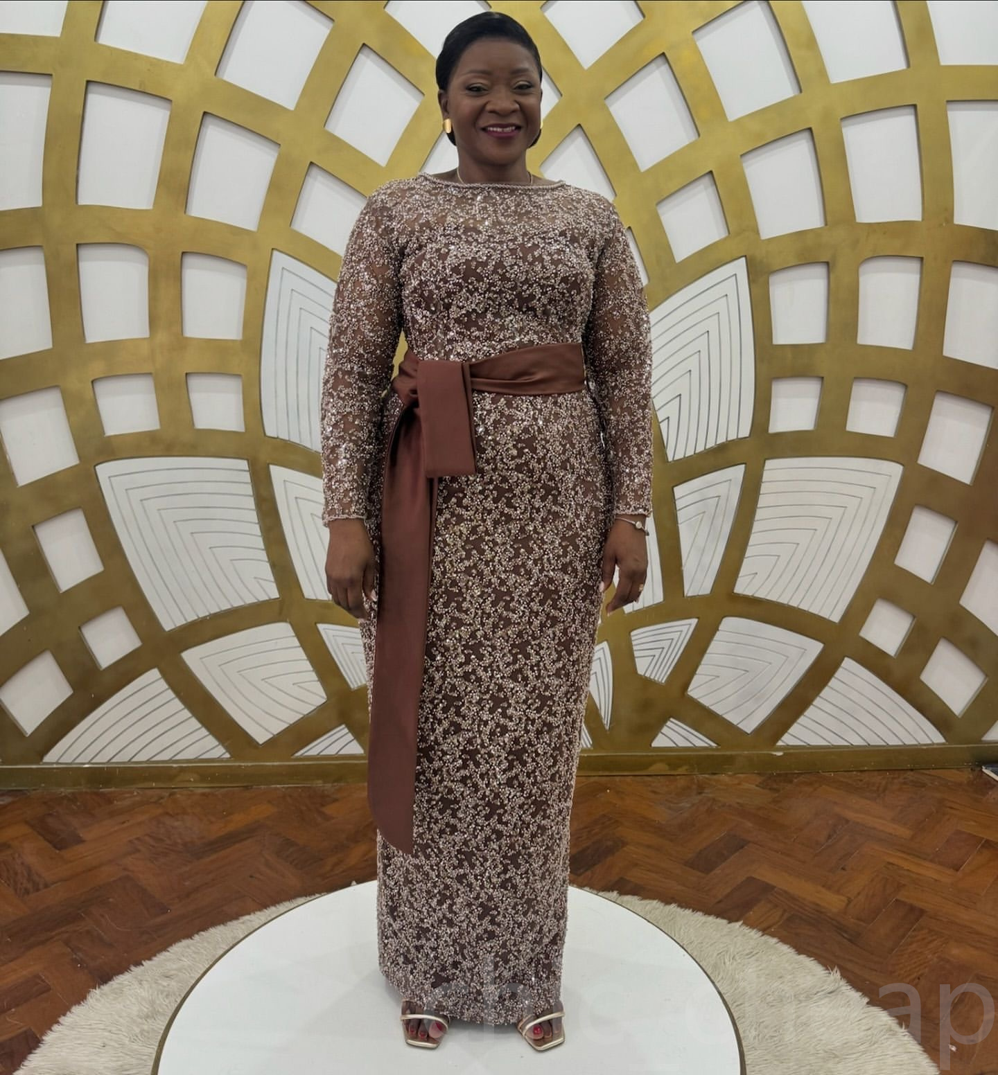 2024 Plus Size Brown Sheath Mother Of Bride Dresses Illusion Sequined Beaded Evening Party Mama's Dress Vintage Birthday Wedding Guest Groom Moth