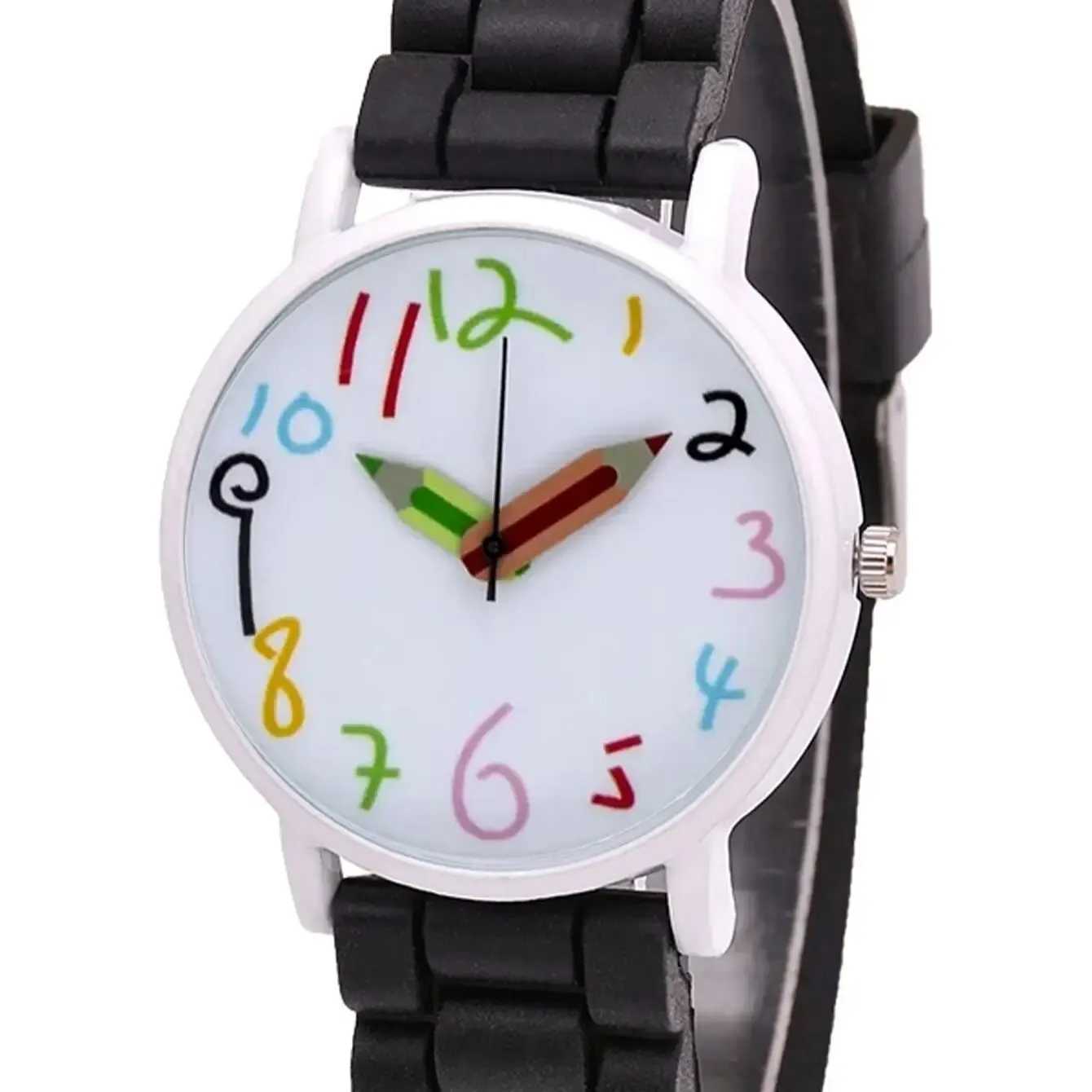 Ladies Little Fresh Jelly Silicone Pencil Digital Quartz Watch Middle And High School Simple Leisure Sports Pointer WatchX240920