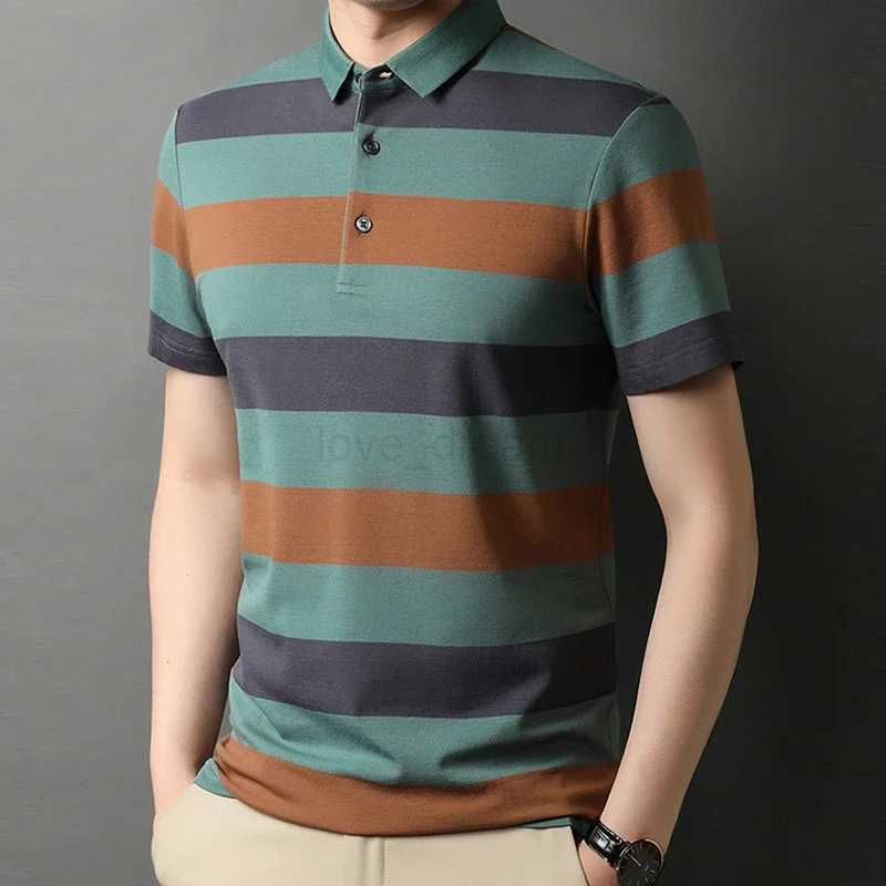 Mens Fashionable Knitted Short Sleeved Polo Shirt Summer Breathable and Comfortable TopXJ240920