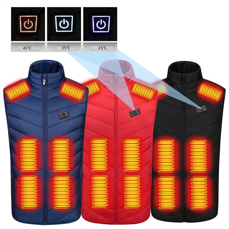 15/9 Areas Heated Vest Men Women Heated Jacket Winter Usb Heating Vest Self Heating Thermal Vest Heating Down Jacket Warmte Vest 240912