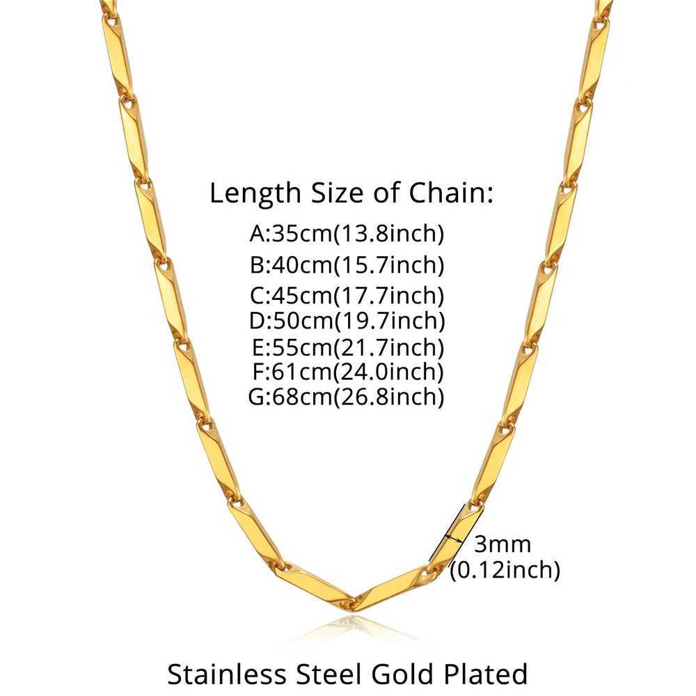 Punk Fashion Chain Necklaces Male 3mm Gold Silver Color Stainless Steel Chain Necklace for Men Women Hip Hop Jewelry GiftX240919