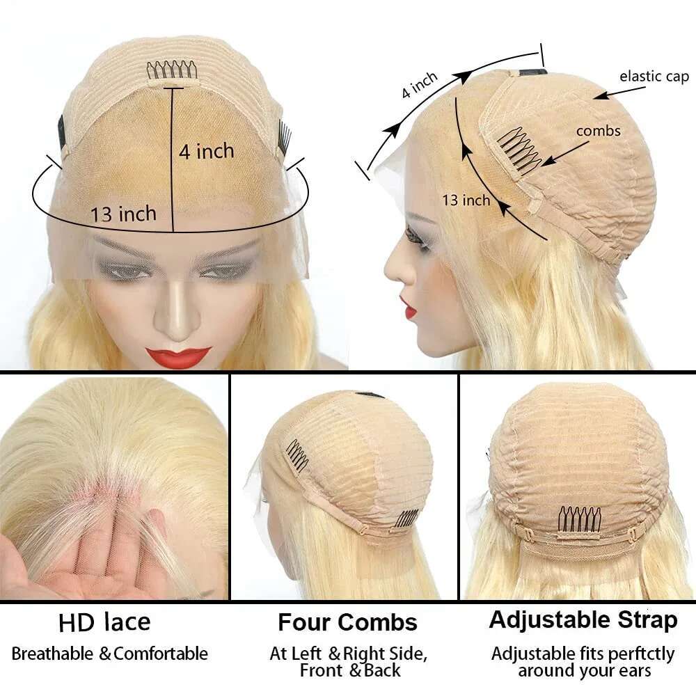 13x6 transparent 30 40 inch 613 honey blonde straight 250 density 13x4 lace front human hair wigs brazilian for women