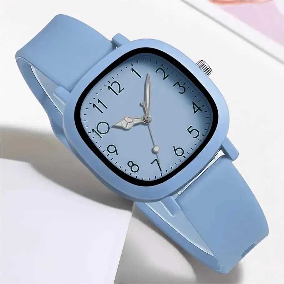 Fashion Classic Simple Square Color Matching Digital Literal Silicone Strap Female WatchX240920