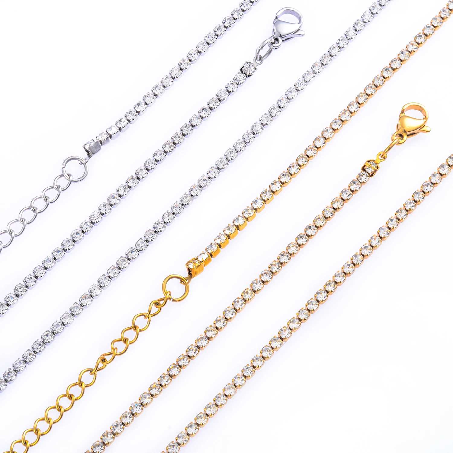 Hot Sale New Style Stainless Steel Charm Buling Shine Zircon Crystal Necklace Link Chain For Women Girls Fashion JewelryX240919