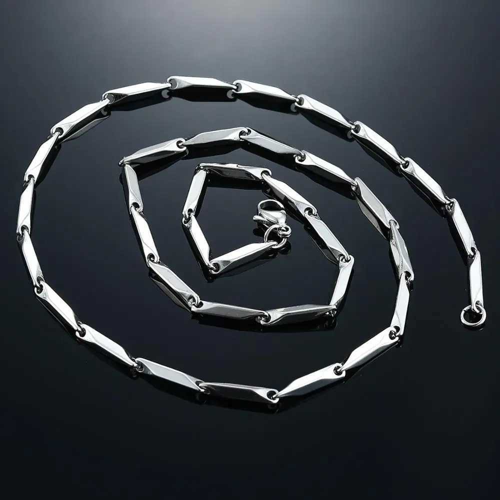 2.5mm/3mm Stainless Steel Bar Link Bamboo Chain High Quality Gold/Silver Color Necklace Choker for Women Men Jewelry AccessoryX240919
