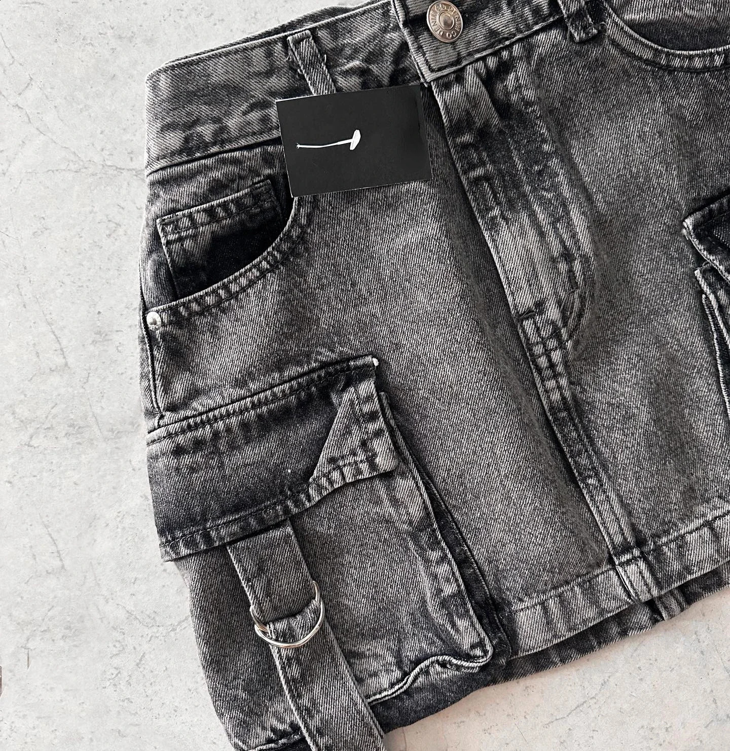 Harajuku Multiple Pockets Denim Plaid Skirt Vintage Goth Black Y2k Mini Skir Fashion Womens Casual Versatile Sexy Streetwear 240920