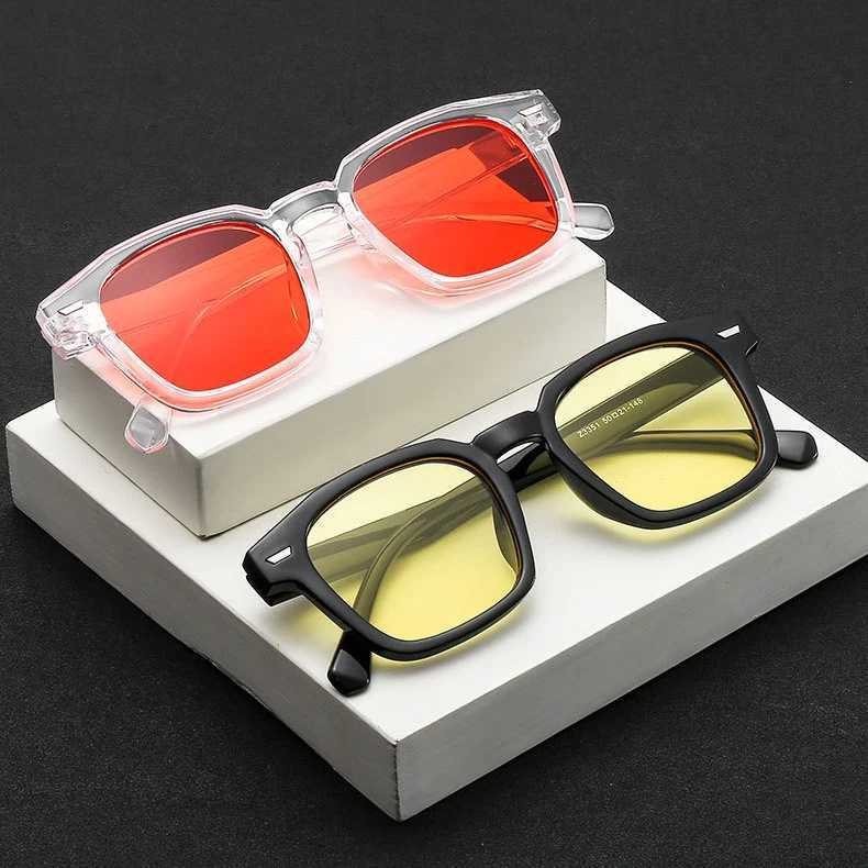 Vintage Square Frame Blue Red Lens Sunglasses Women Men Retro Black Transparent Sun Shade Glasses Unisex Outdoor Sports EyewearX240920