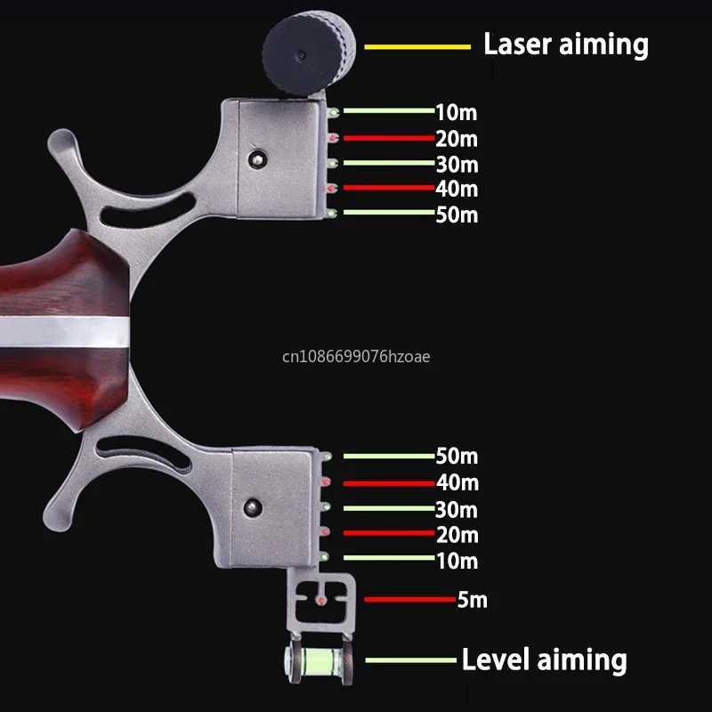 The solid wood handle is made of stainless steel material slingshot which can quickly compress outdoor professional hunting and shooting slingshot W24
