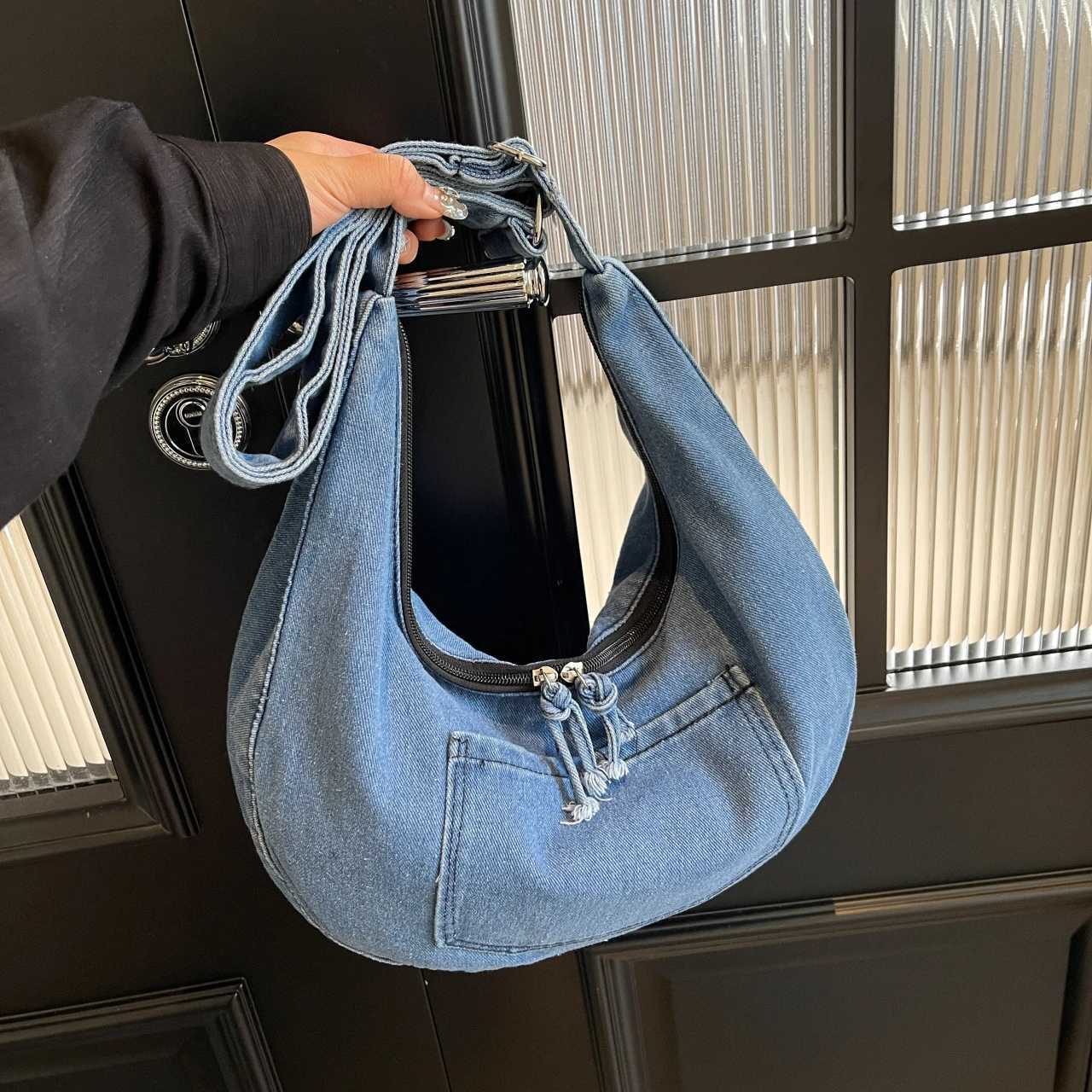 2024 New Fashion Summer Large Capacity Casual Denim Women Shoulder Bag Korean Style Hobos Canvas Crossbody 240920