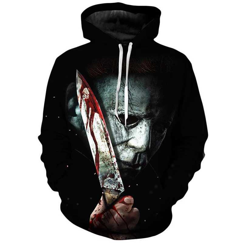Horror Movie Halloween Hoodie Michael Myers 3D Print Men Women Hoodies Oversized Pullover Hooded Sweatshirts Kids Tops Clothing Y240920