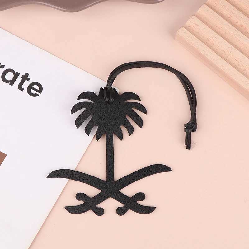 1pc Natural Leather Saudi Map Date Palm Tree Keychain Ladies Backpack Pendant Ladies Bag CharmX240919