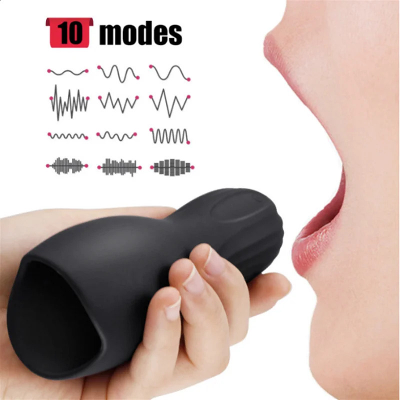 Male masseur training Mastrubator oral cup penis massage pulse vibration sex toy 240914