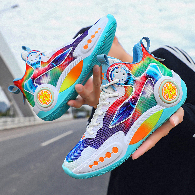 Broken blue into men's casual fashion basketball shoes breathable wear-resistant shock-absorbing training shoes