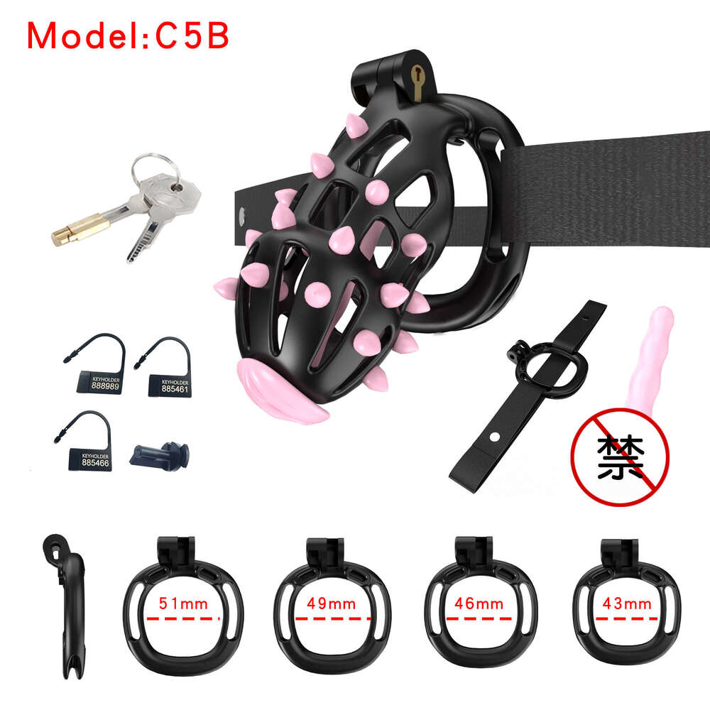 New resin Wearable chastity cage high end Black cock cage with catheter number pin lock light long term wear