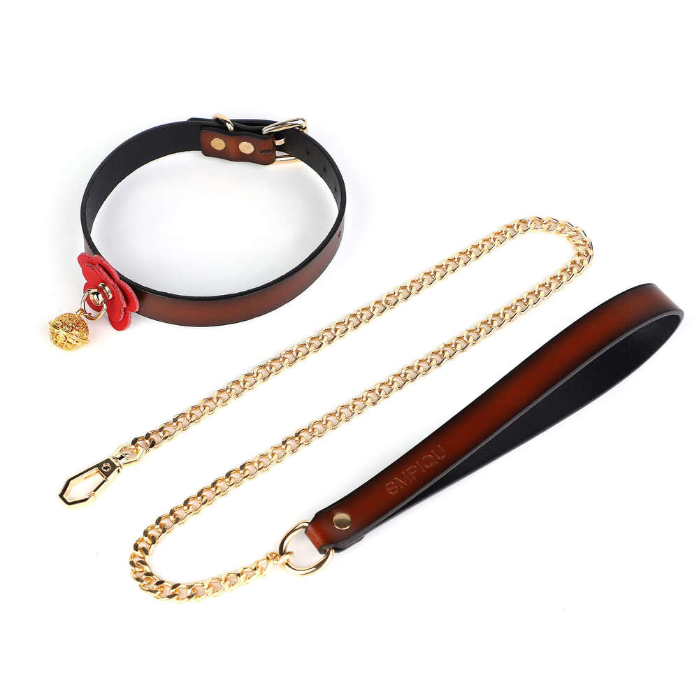 High end SM props, retro leather traction neck cover, flower bell, fun collar, alternative choker, adult products