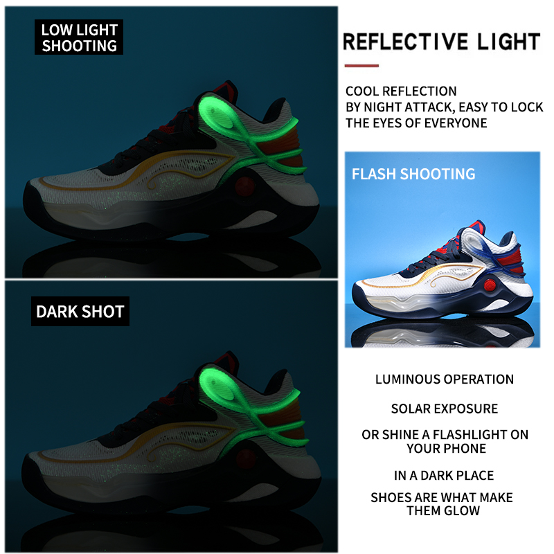 High-quality Men's Basketball Shoes Women Reflective Basketball Sneakers Men Outdoor Rubber Anti Slip Sports Training Shoes Male