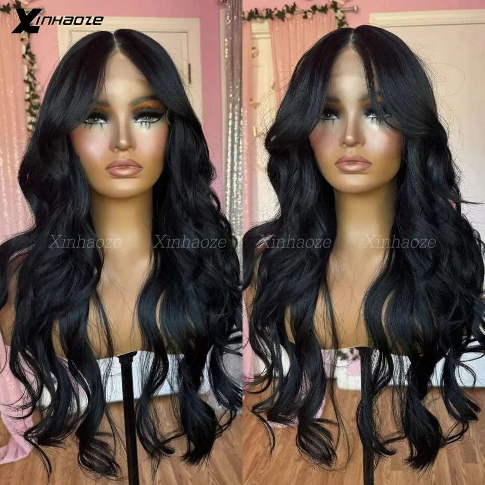 #1 Jet Black Body Wave Silk Top Human Wigs Brazilian Remy Wavy Pre Plucked 360/13x6 Full Lace Wig With Baby Hair