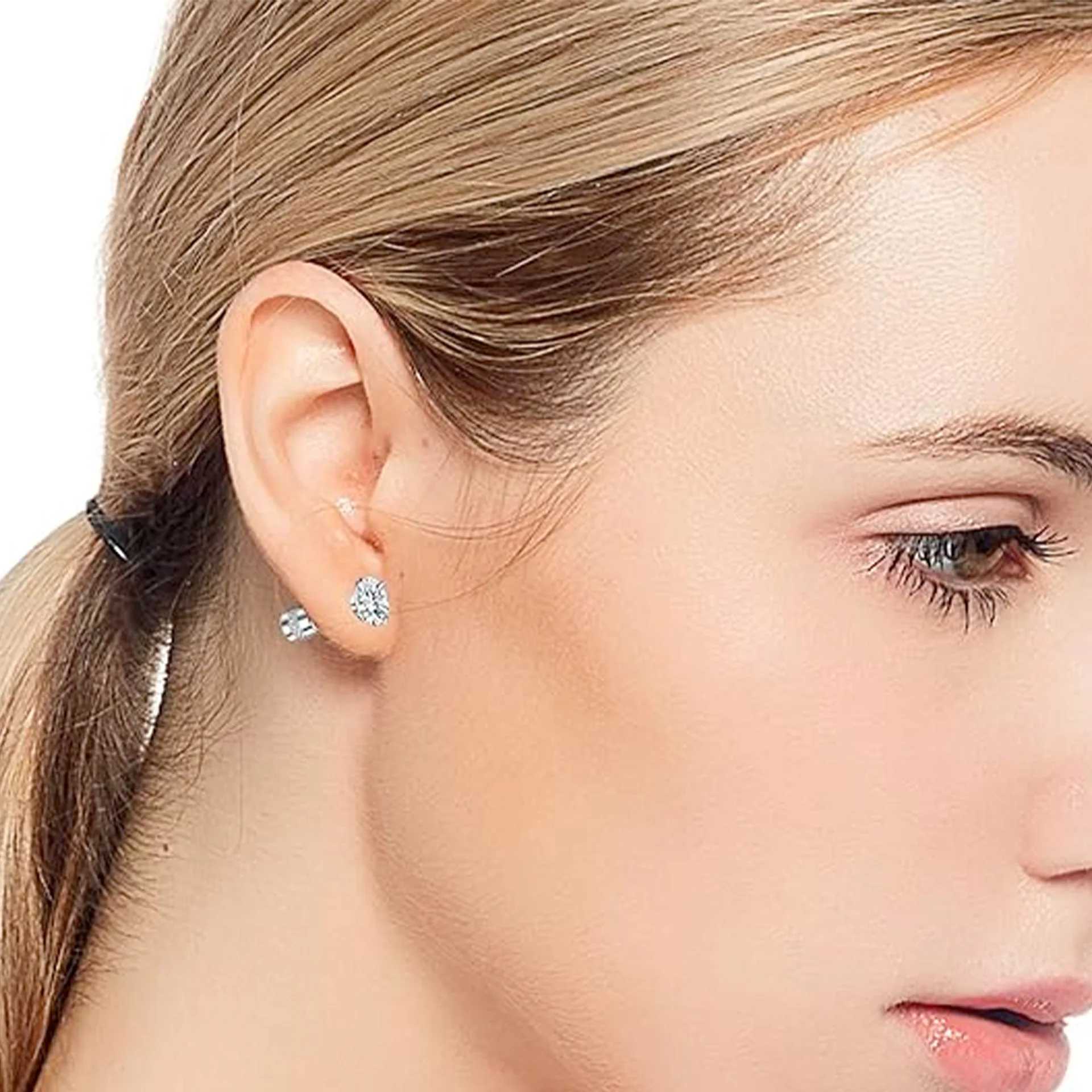 2PC stainless steel mini crystal CZ screws ear studs bone studs ear studs chuck spiral Lobe ear studs perforated body jewelry 20G W240919