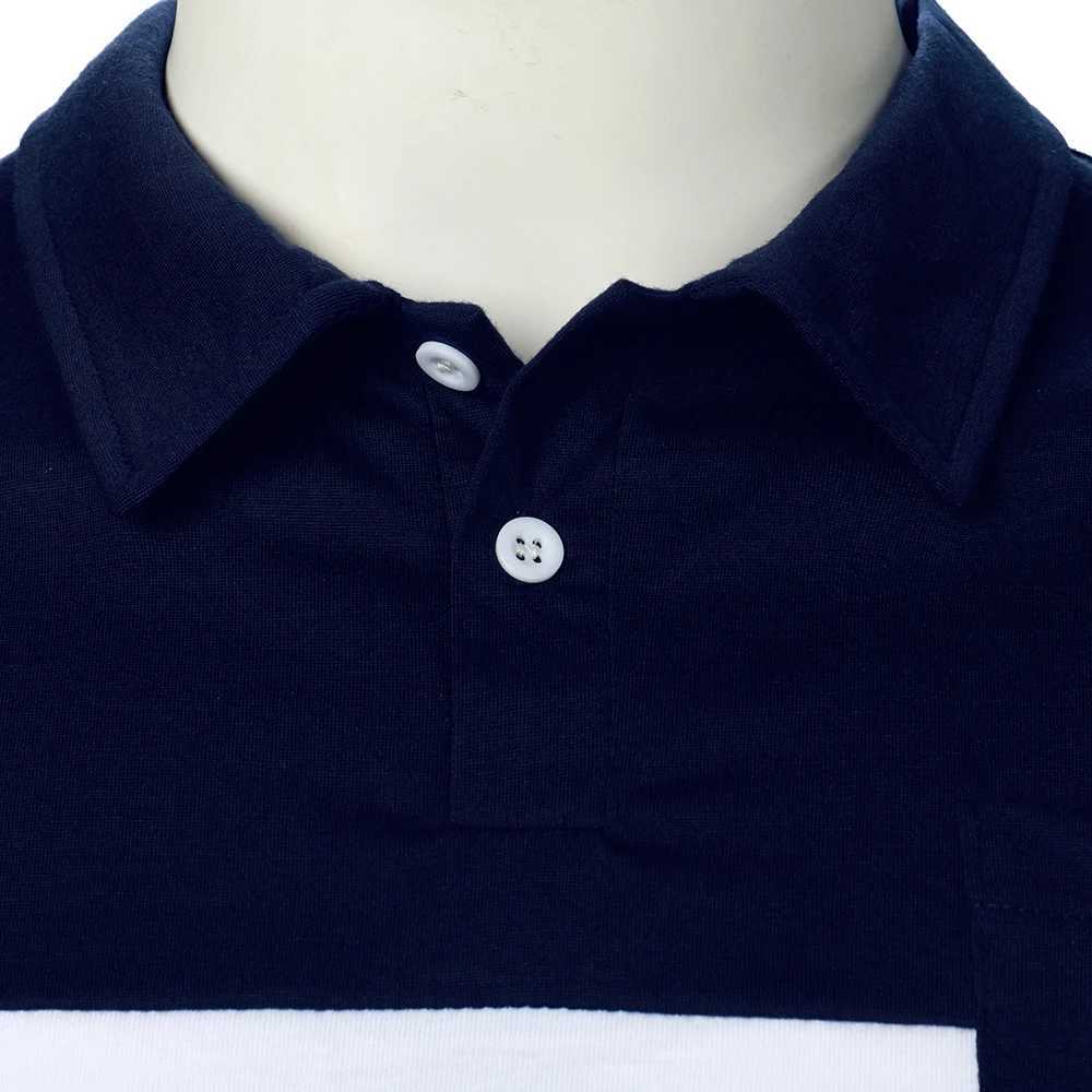 Men Short Sleeve Polo Shirt Two-Color Splicing Stripe Pocket Design Tops Streetwear Casual Fashion Contrast Color Men Polo ShirtX240920