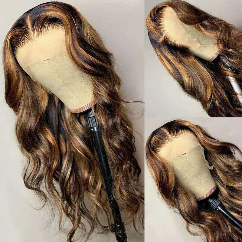 4/27 Body Wave Human Transparent Front Wig Highlight Lace Closure Wigs Brazilian 100Human Hair For Women