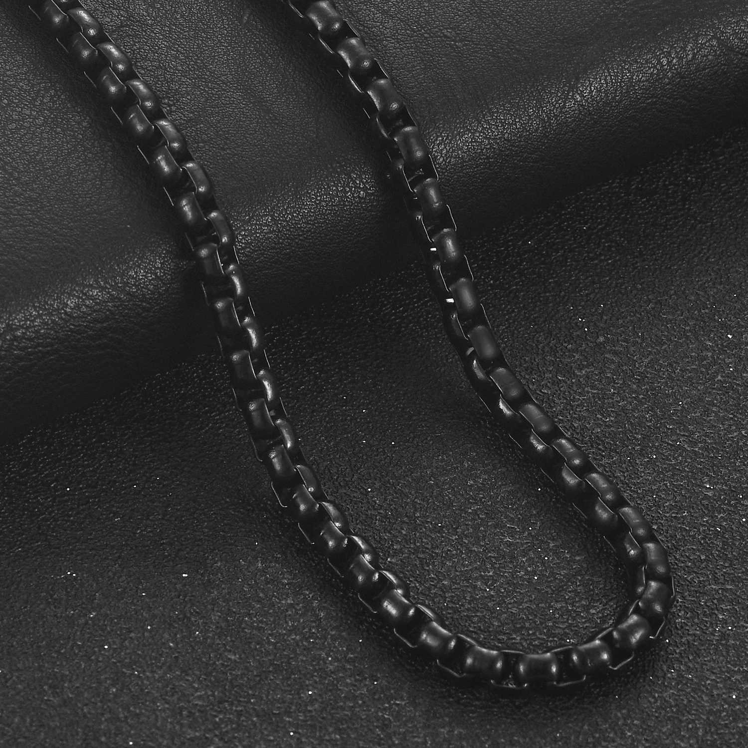 2/3/4/5mm Mens Black Color Plated Stainless Steel Square Rolo Box Chain Ladies Necklace Jewelry Gift Bracelet AccessoriesX240919