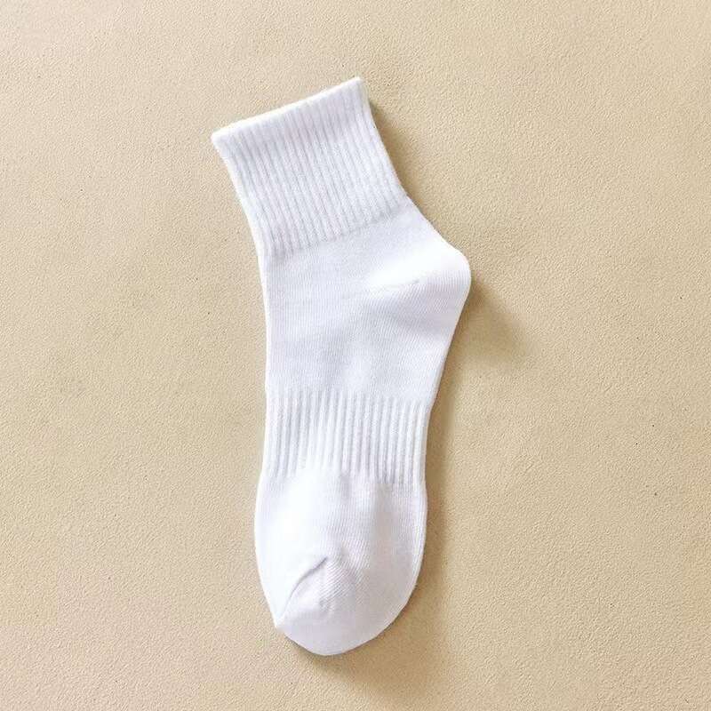 White Socks Children's Mid Length Socks Spring And Autumn White Sports Short Socks Sweat-Absorbing And Odor Proof Long Length Men's Socks So