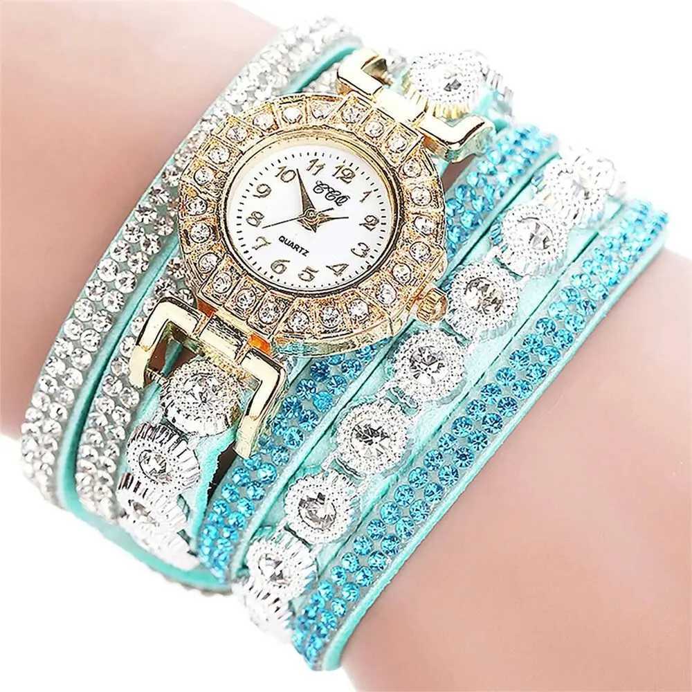 Quartz Round Watch Fashion Alloy With Diamond Bracelet Watches PU Leather Quartz Wrist Watches WomenX240920