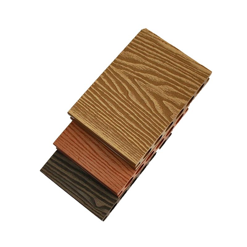 3D embossed plastic wood flooring outdoor terrace wood plastic flooring outdoor anti-corrosion flooring courtyard garden board round hole