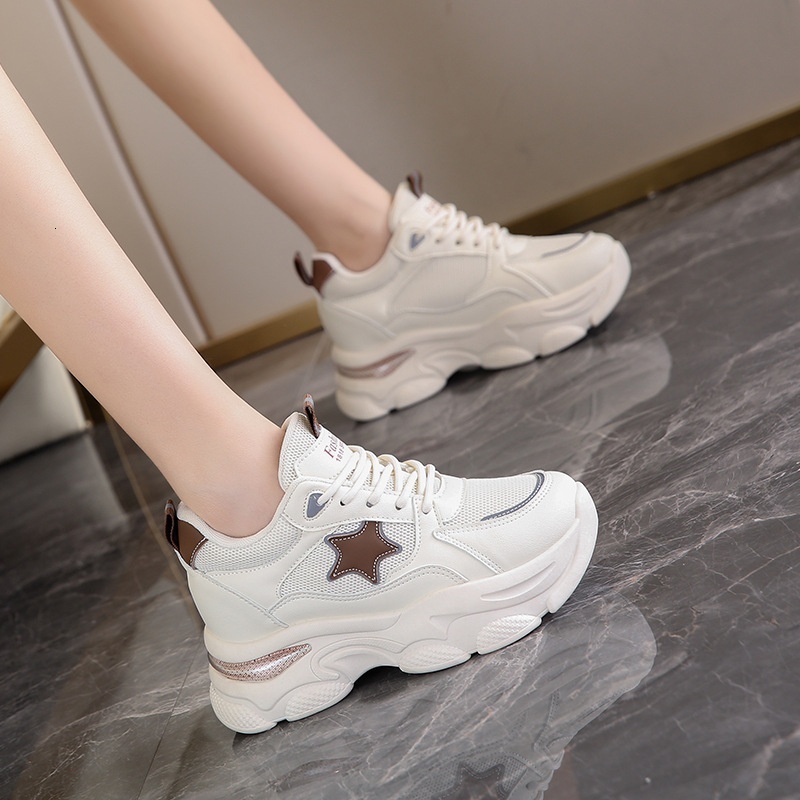 Dad's for women 2023 new spring and autumn season thick soled versatile sports shoes, casual interior height increasing double mesh breathable wh