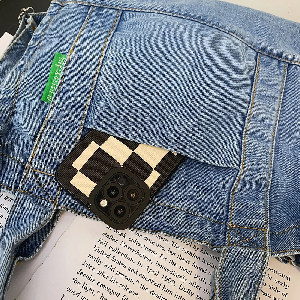 Denim cross body bag fashionable womens handbag casual large capacity adjustable shoulder strap multiple pockets 240919