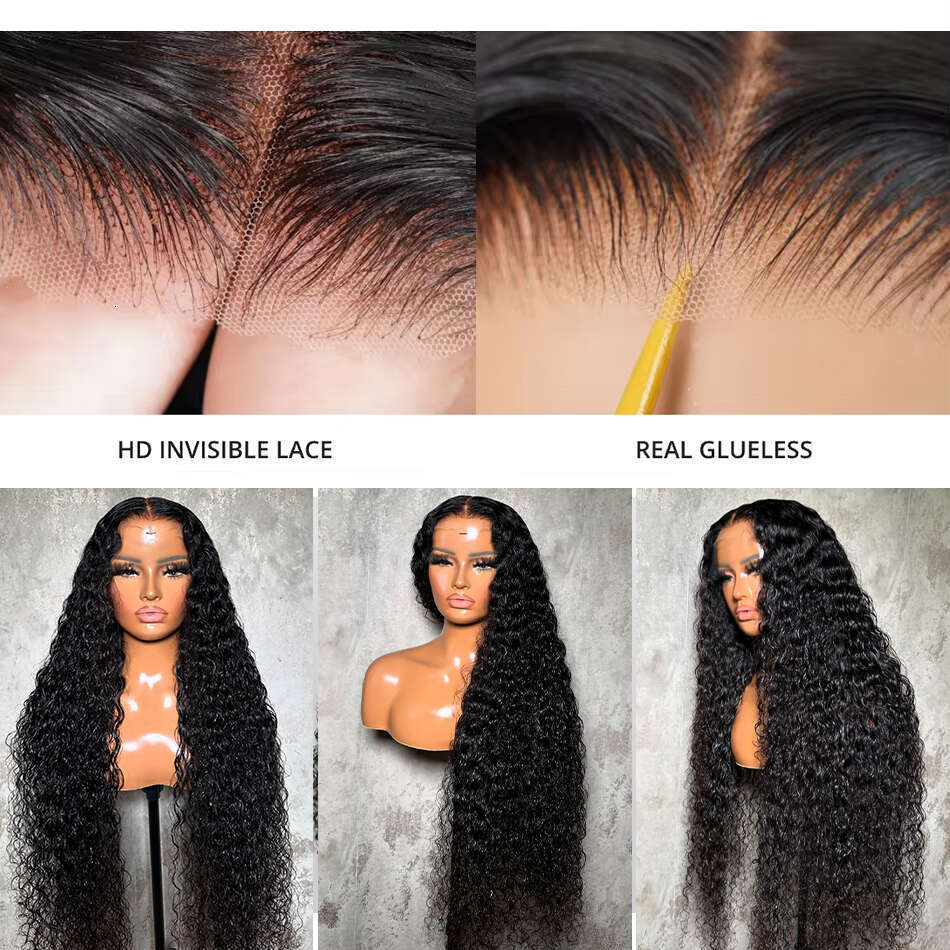 Pre Plucked Brazilian 4x4 Transparent Curly Human Hair Wigs Deep Wave Glueless 5x5 Ready to Wear Lace Clousure Wig For Women