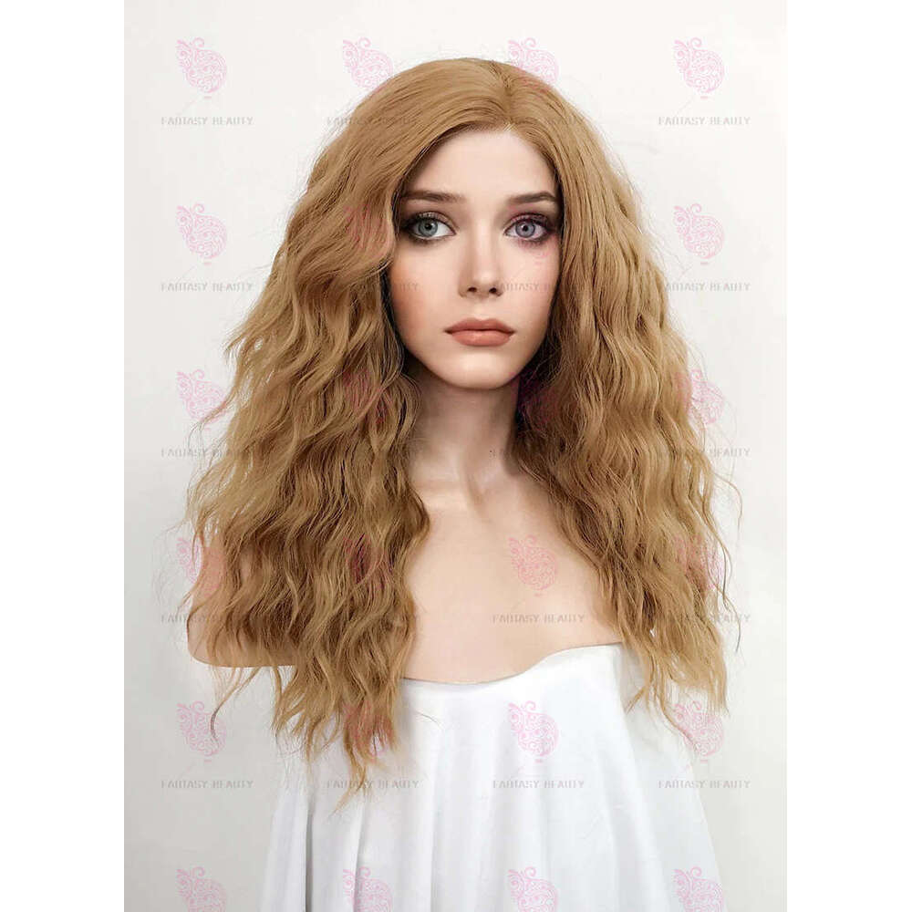 Honey Blonde Golden Curly Synthetic Hair Lace Front For Woman With Babyhair Soft Heat Resistant Fiber Daily Wigs Cosplay