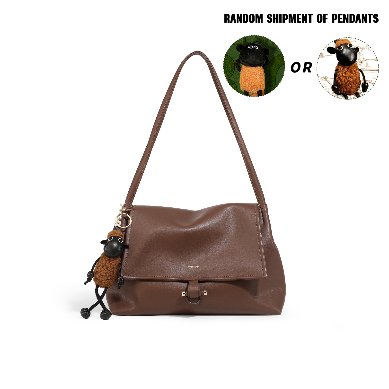 TOUTOU Women Tote Cute Doll Pendent Large Capacity High-End Shoulder Crossbody For Daily Work And Commuting Underarm Bag